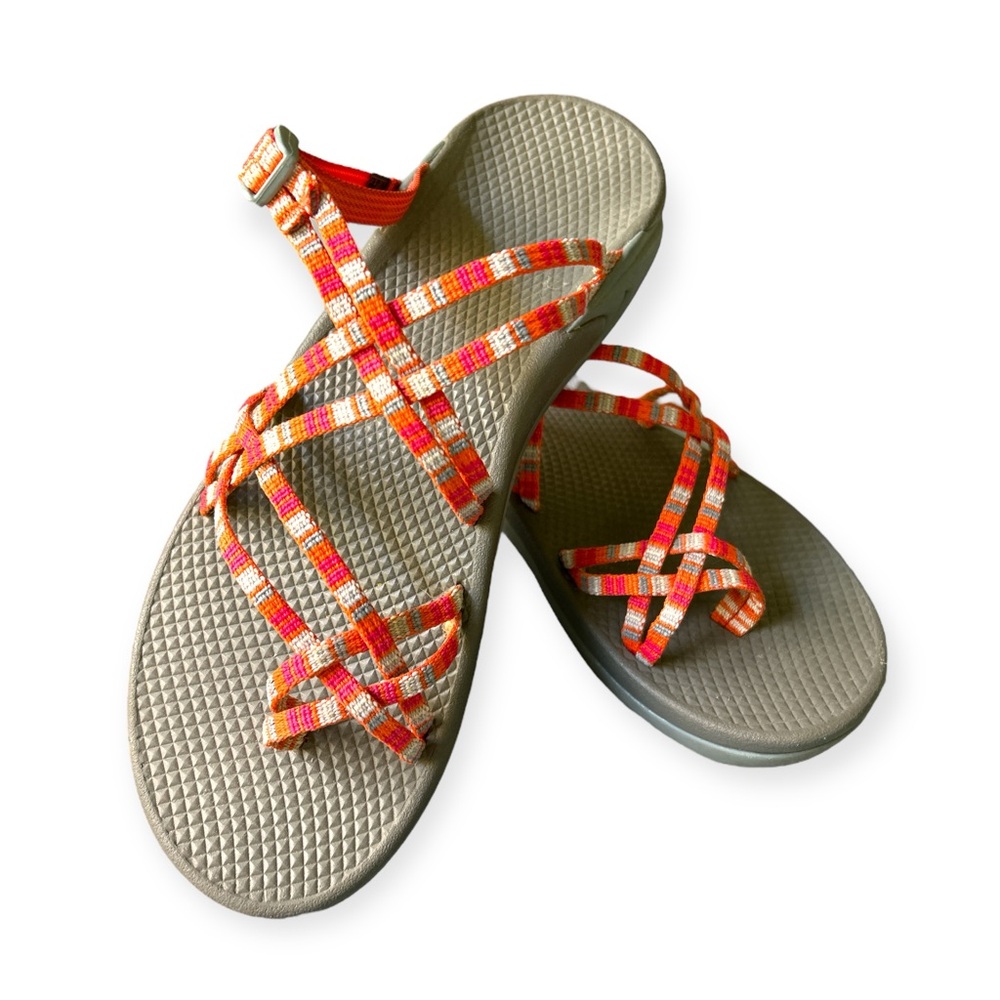 Women’s Chaco US10 Orange and Gray Strappy Slip On Sandals